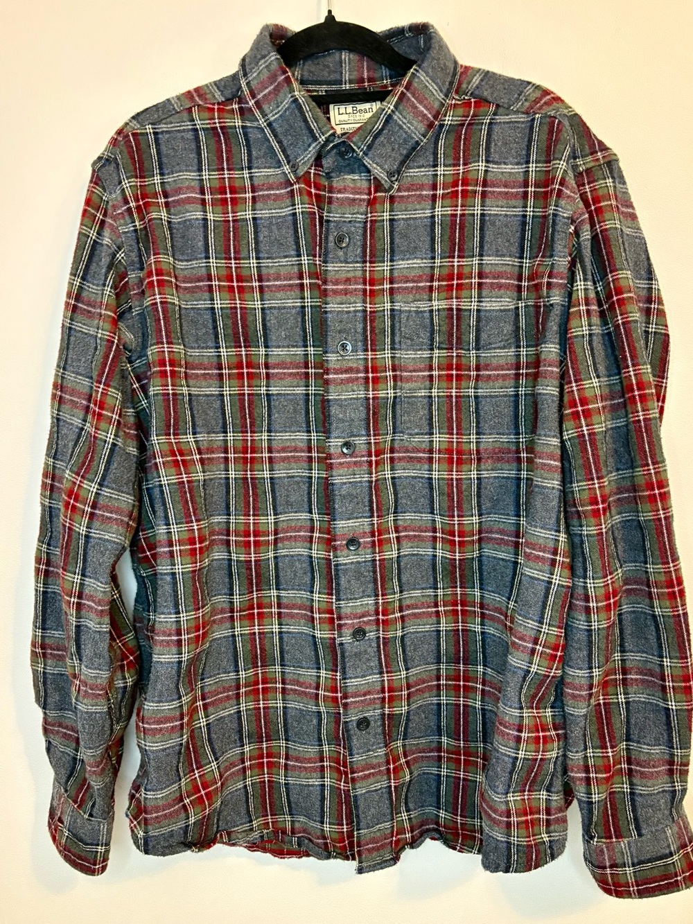 L.L. Bean Flannel Shirt Plaid Cotton Traditional Fit Mens M